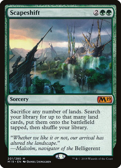 Scapeshift - Core Set 2019 M19 201/280 M (2018; Daniel Ljunggren art)