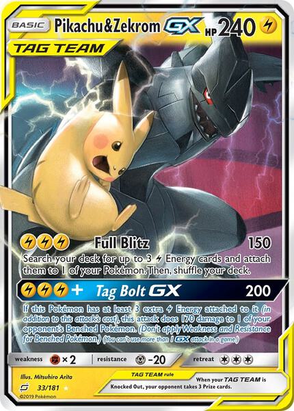Pikachu & Zekrom GX - FOIL ★ SM - Team Up 33/181