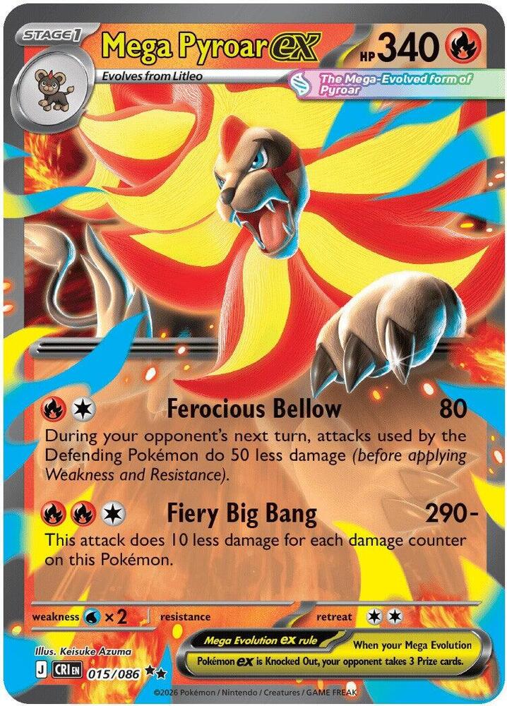 Mega Pyroar ex - 015/086 — CRI (Lightly Played)