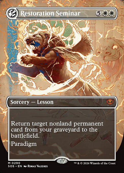 Restoration Seminar - SOS 0290 M (2026; Rimas Valeikis; borderless showcase; collector line reads SOS . EN)