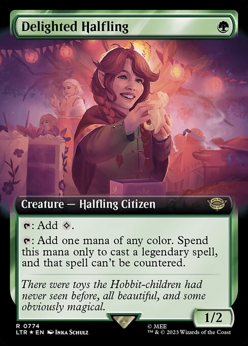 Delighted Halfling - FOIL ★ Tales of Middle-earth LTR 774 extended art surge foil (2023; foil-only printing)