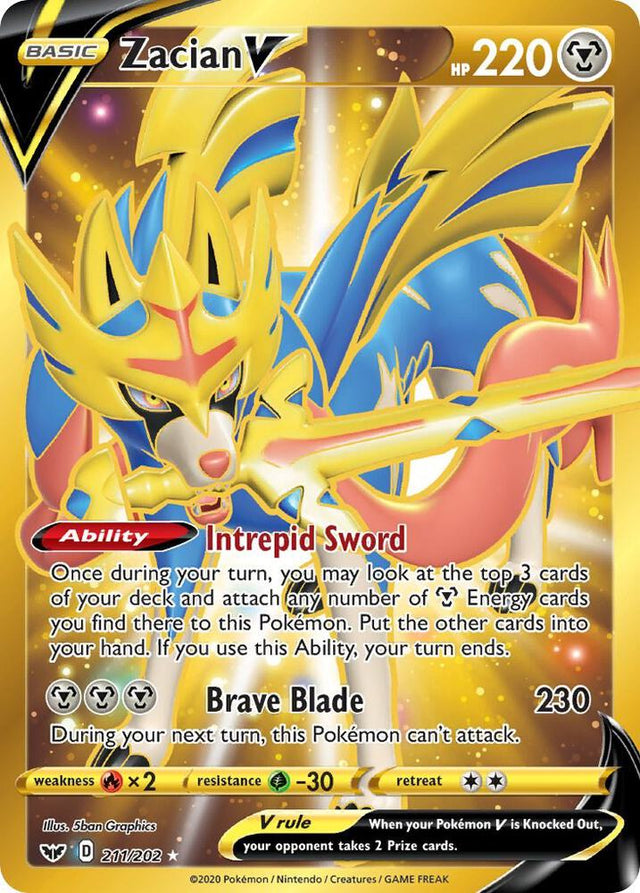 Zacian V (Secret) - SWSH01: Sword & Shield Base Set 211/202