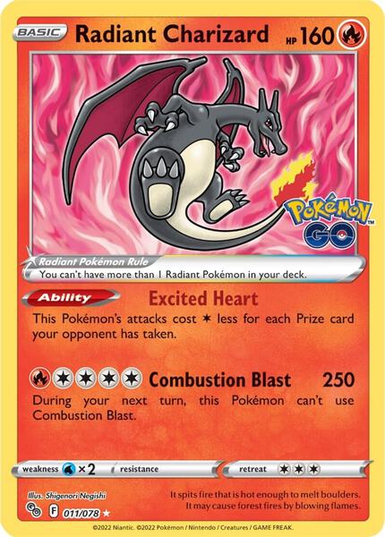 Radiant Charizard - FOIL ★ Pokemon GO 011/078