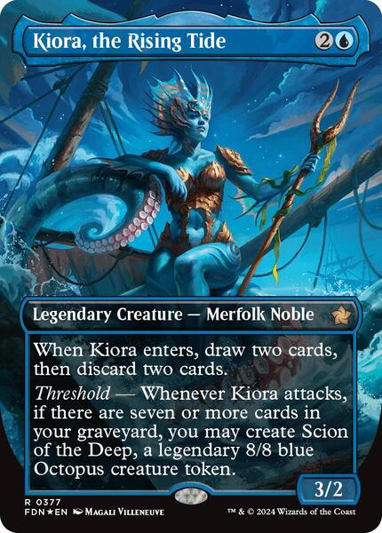 Kiora, the Rising Tide (Borderless) (Mana Foil) - FOIL ★ Foundations 377