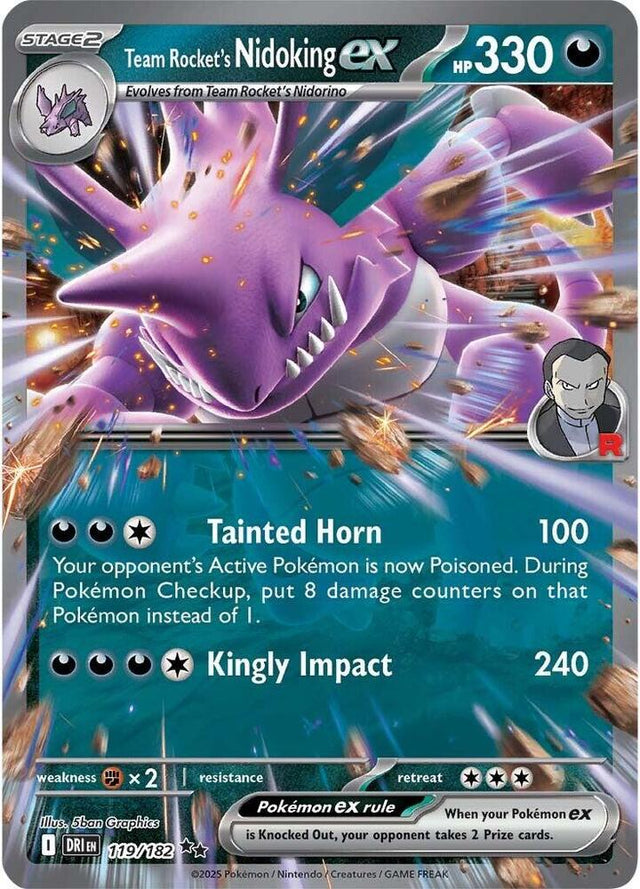 Team Rocket's Nidoking ex - 119/182 — DRI (Lightly Played)