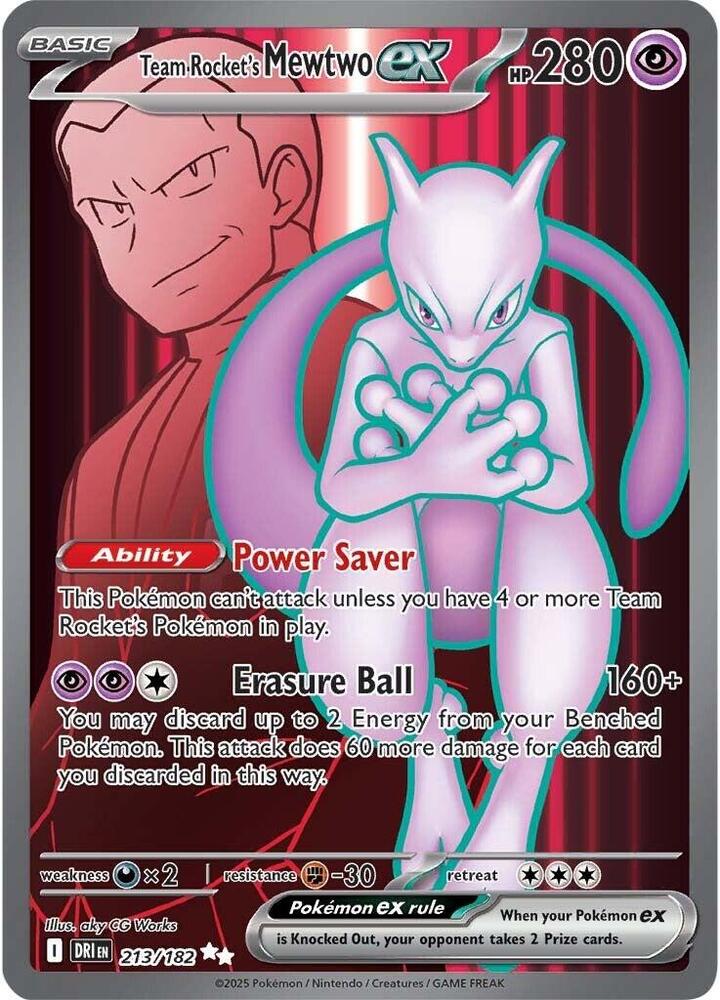 Team Rocket's Mewtwo ex 213/182 (Destined Rivals) Ultra Rare - PSA 9 MINT [Graded]