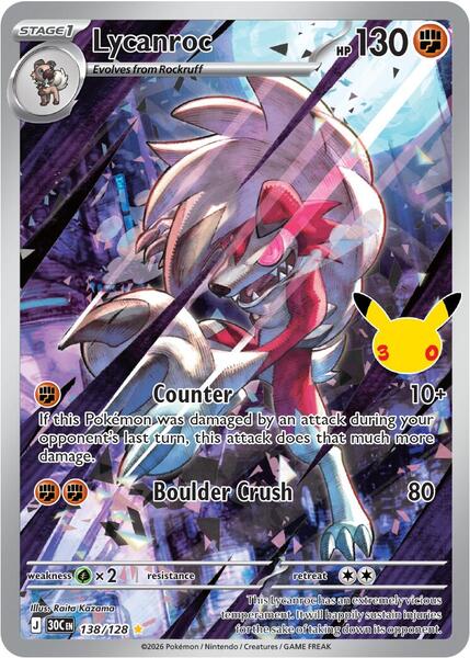 Lycanroc - 138/128 - FOIL ★ ME: 30th Celebration 138/128