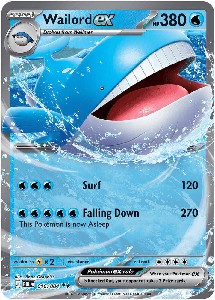 Wailord ex - 016/084 — PBL (Lightly Played)