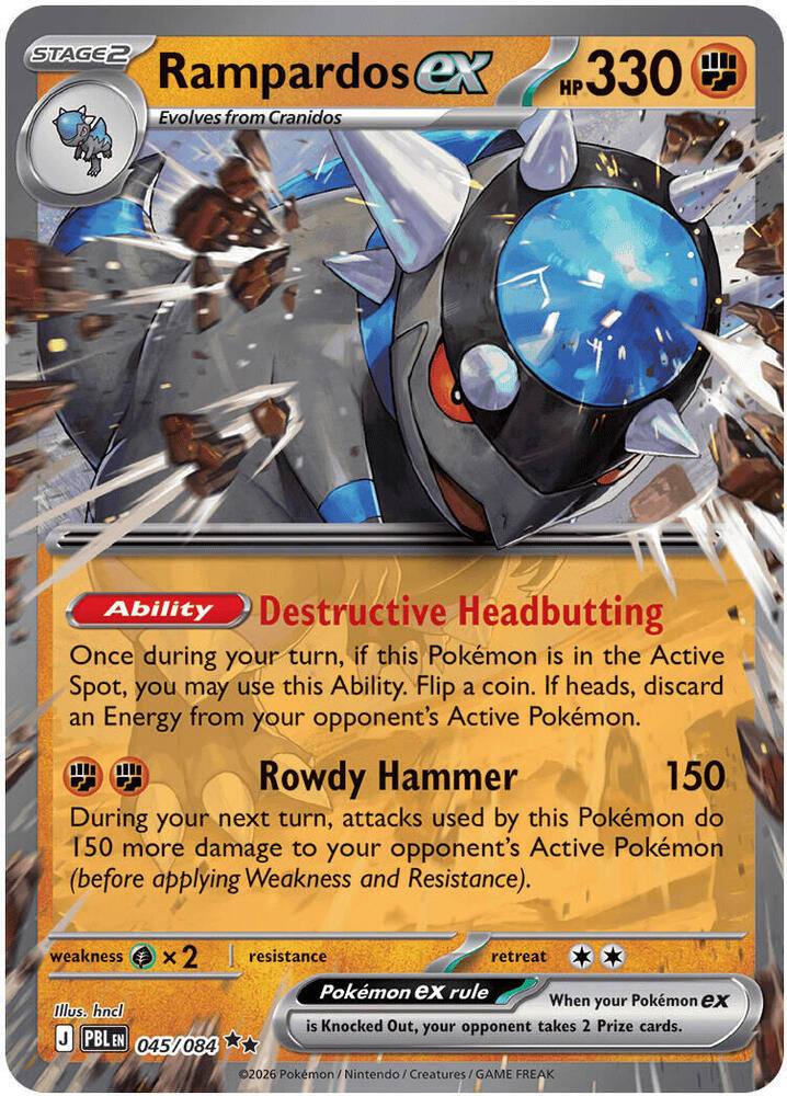 Rampardos ex - 045/084 — PBL (Lightly Played)