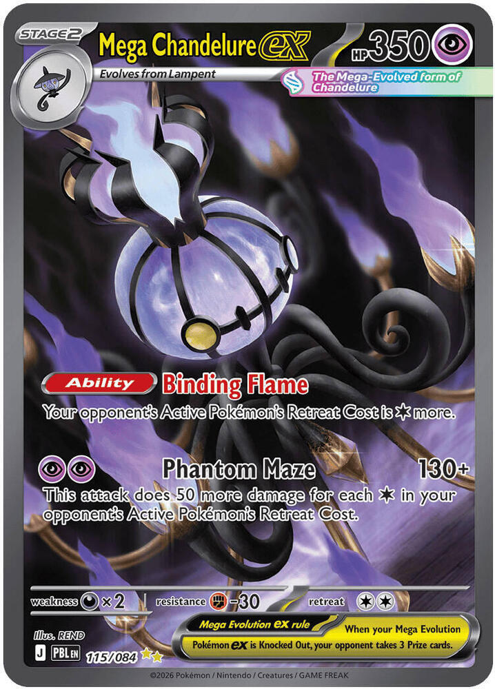 Mega Chandelure ex - 115/084 — PBL (Lightly Played)
