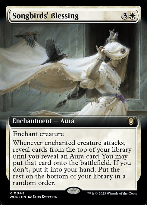 Songbirds' Blessing - Wilds of Eldraine Commander WOC 0043 R (2023; Eelis Kyttanen; extended art)