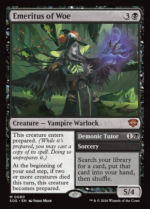 Emeritus of Woe // Demonic Tutor - SOS M 0080 (2026; Jodie Muir art)