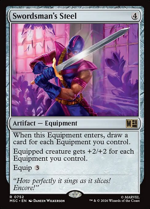 Swordsman's Steel - MSC 0752 R ((c)2026 Marvel; Daneen Wilkerson) - 2026 Marvel crossover Commander-style printing, set name per code MSC