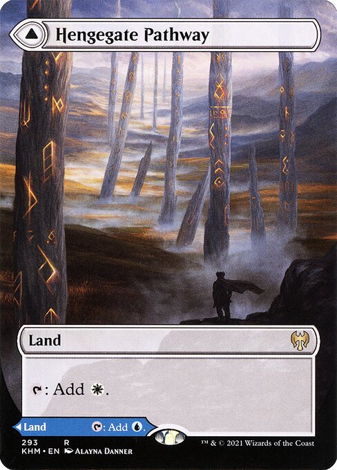 Hengegate Pathway // Mistgate Pathway - Kaldheim KHM 293 R (2021; Alayna Danner) — borderless