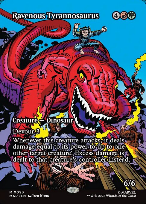 Ravenous Tyrannosaurus - MAR M 0093 (© 2026 Marvel; Jack Kirby); collector line reads MAR ★ EN